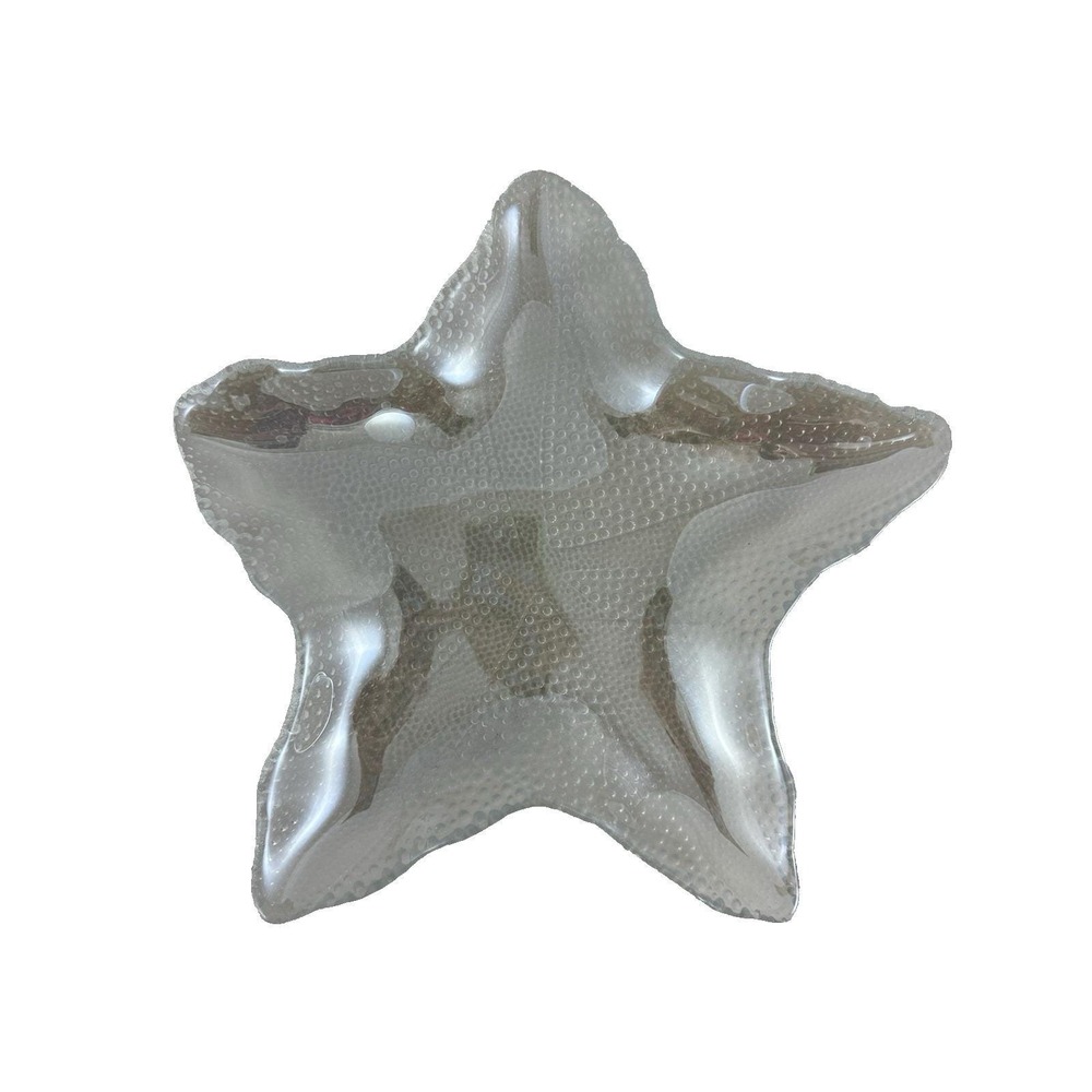 Pier 1 Imports Starfish Glass Plate Dish Textured Bottom Clear ~10"X10" Nautical